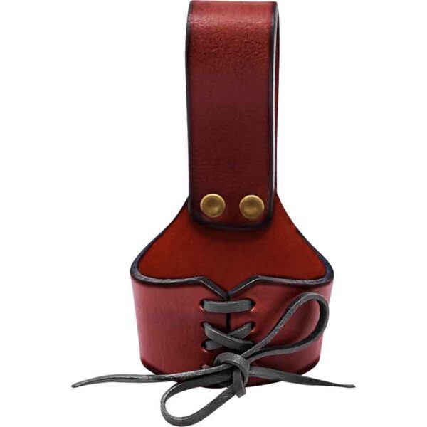 Leather Drinking Horn Holder - Maroon