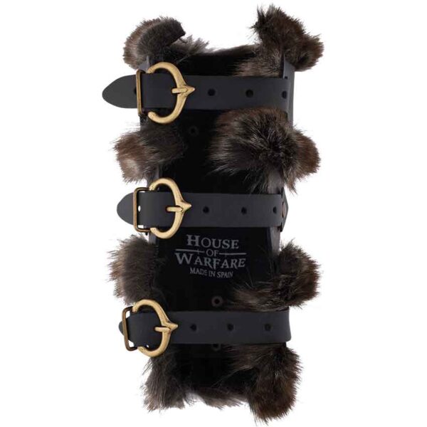 Bjorn Fur Trim Leather Bracers - Black