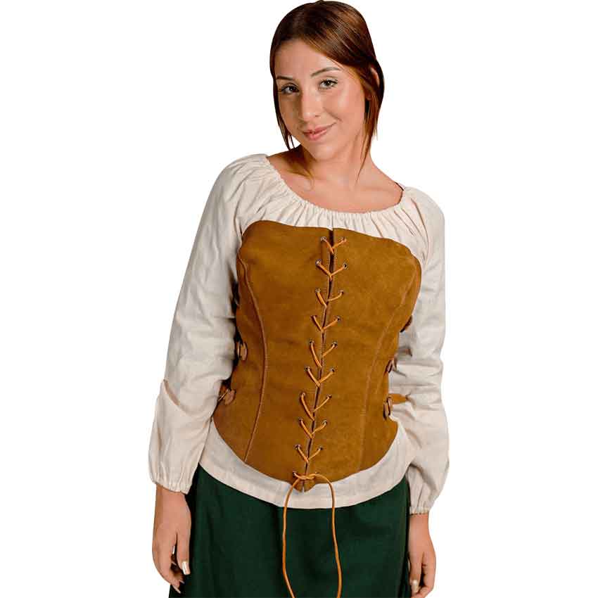 Brown Underbust Corset Suede Renaissance Bodice Medieval