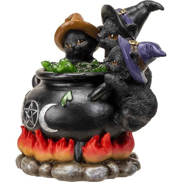 Witchy Kittens and Cauldron Statue