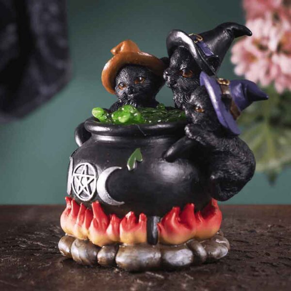 Witchy Kittens and Cauldron Statue