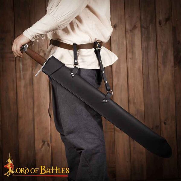 Leather LARP Sword Scabbard - Black