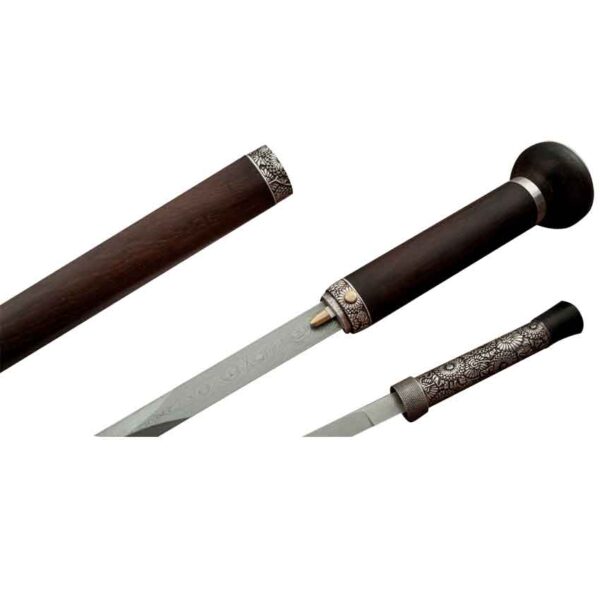 Folded-Steel Taiji Sword Cane with Knife