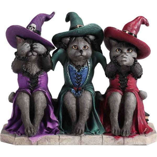 No Evil Witch Cats Statue