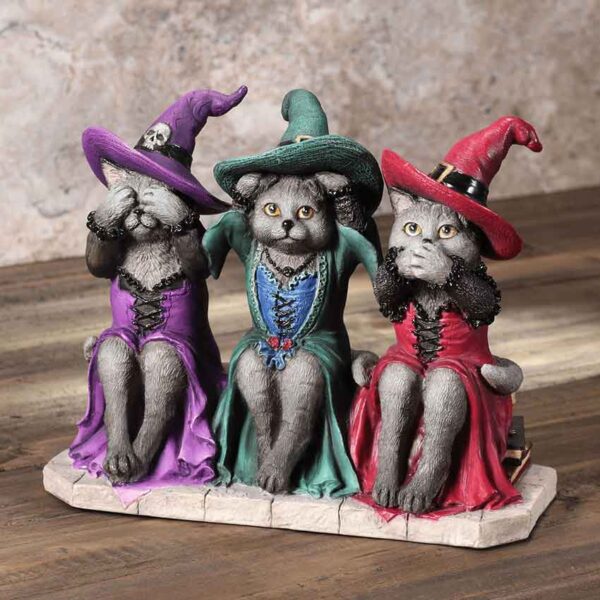 No Evil Witch Cats Statue