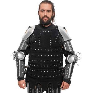 Splint Arm Armour Set with Pauldrons - Black