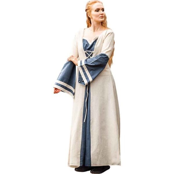 Dorothea Medieval Dress - Natural/Blue