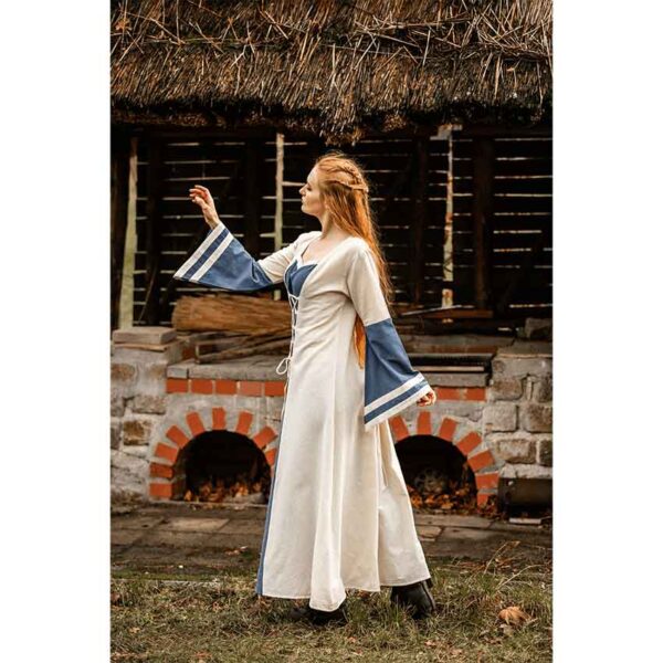 Dorothea Medieval Dress - Natural/Blue