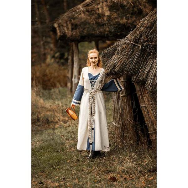 Dorothea Medieval Dress - Natural/Blue