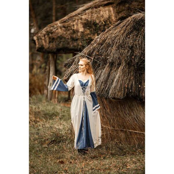 Dorothea Medieval Dress - Natural/Blue