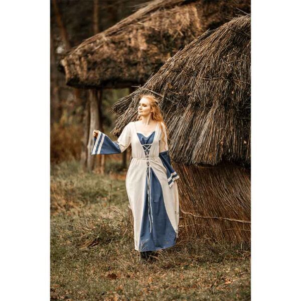 Dorothea Medieval Dress - Natural/Blue