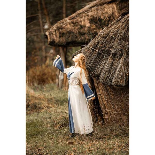 Dorothea Medieval Dress - Natural/Blue