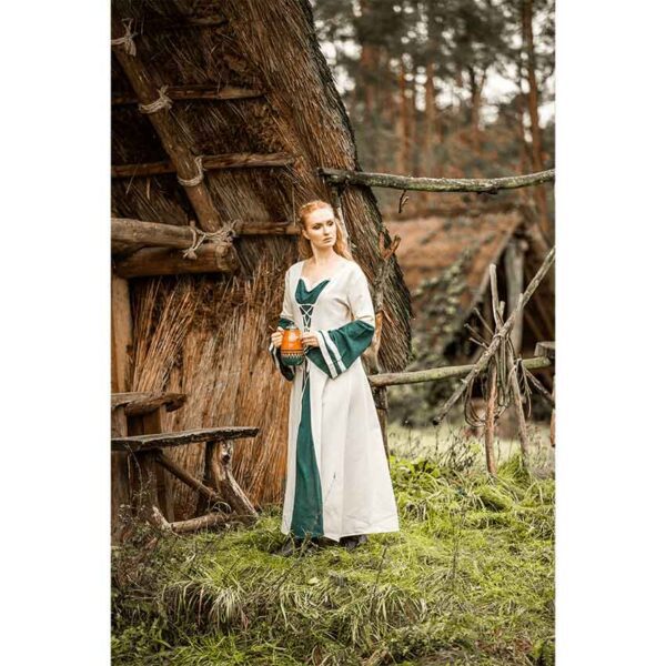 Dorothea Medieval Dress - Natural/Green