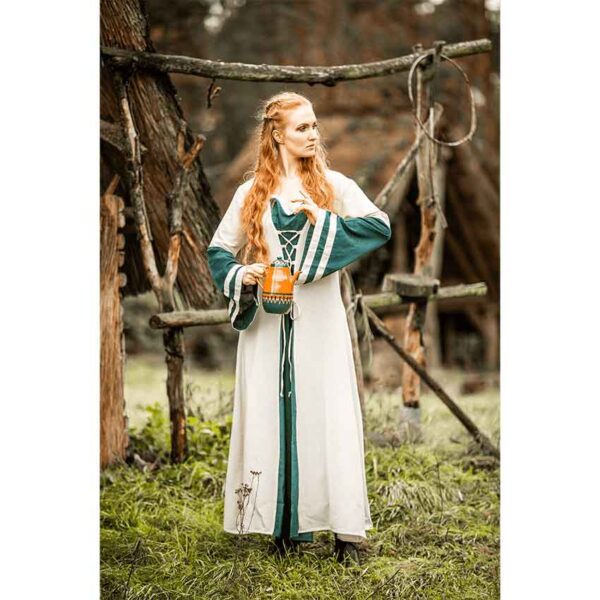 Dorothea Medieval Dress - Natural/Green