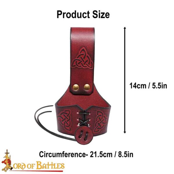 Celtic Leather Drinking Horn Holder - Maroon