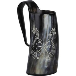 Carved Vegvisir Viking Horn Tankard