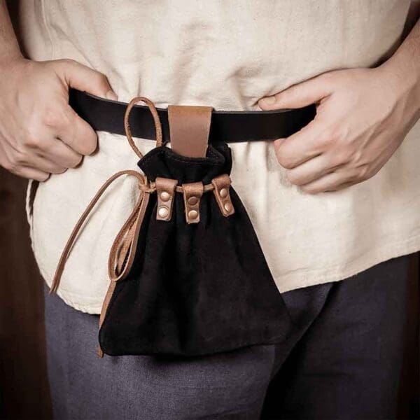 Adventurer's Suede Belt Pouch - Black