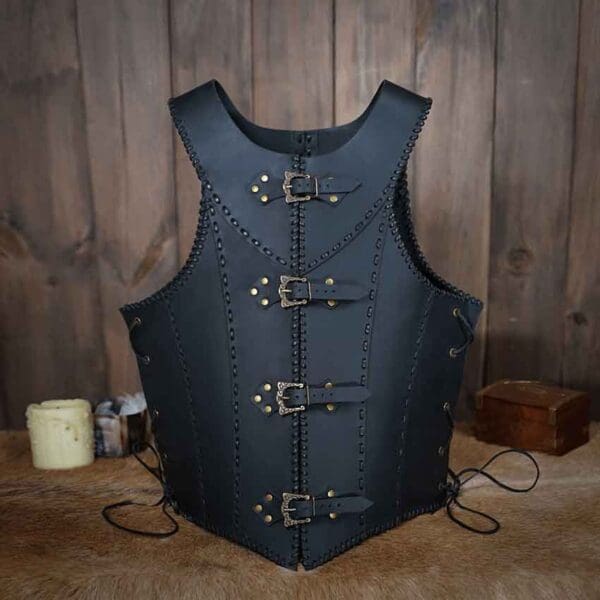 The Lady Warrior Leather Corset - Black