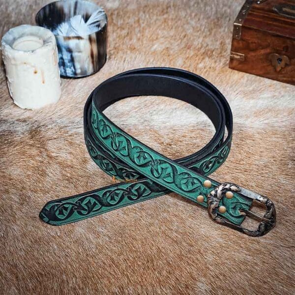 Dragoslav Embossed Noble's Belt - Green