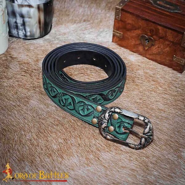 Dragoslav Embossed Noble's Belt - Green