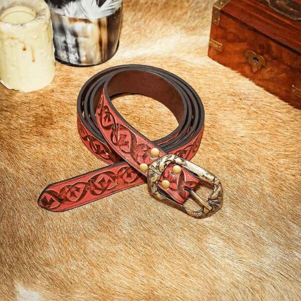 Dragoslav Embossed Noble's Belt - Maroon