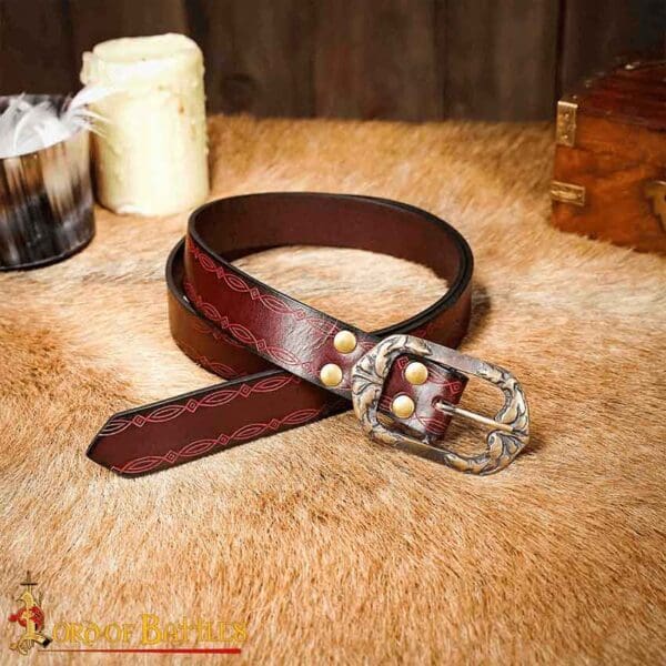 Embossed Strider Belt - Maroon