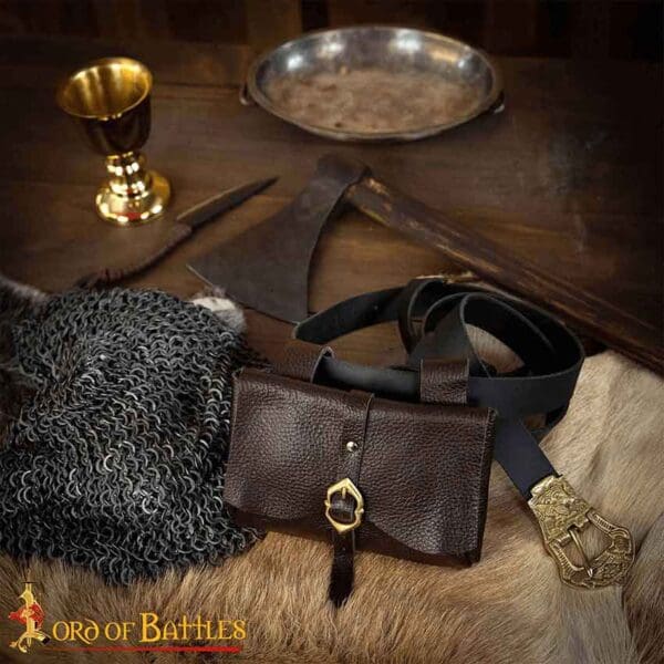 Messenger's Medieval Leather Belt Pouch - Brown