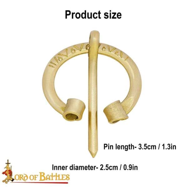 Small Viking Brass Cloak Pin