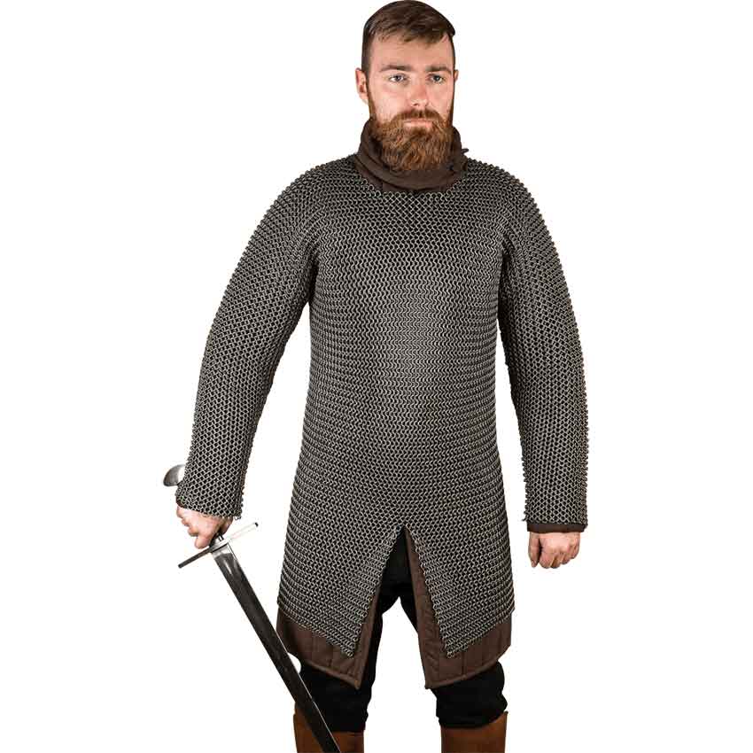 Long Sleeve Steel Chainmail Hauberk - 9mm Round Rings