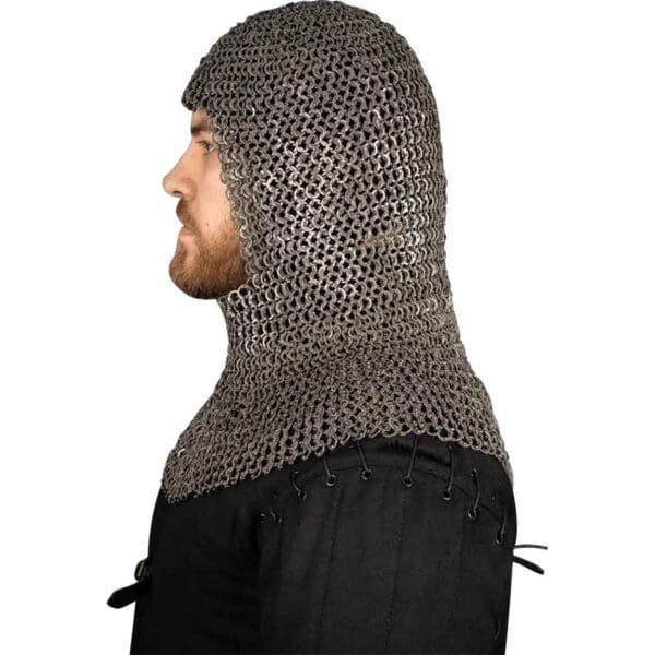 Stainless Steel Riveted Chainmail Hood - 9mm Flat Rings