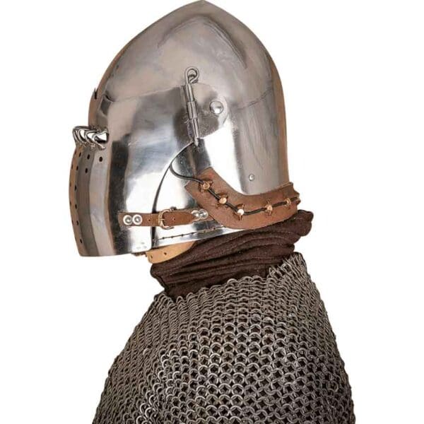 Medieval Bascinet Helmet with Visor - Polished