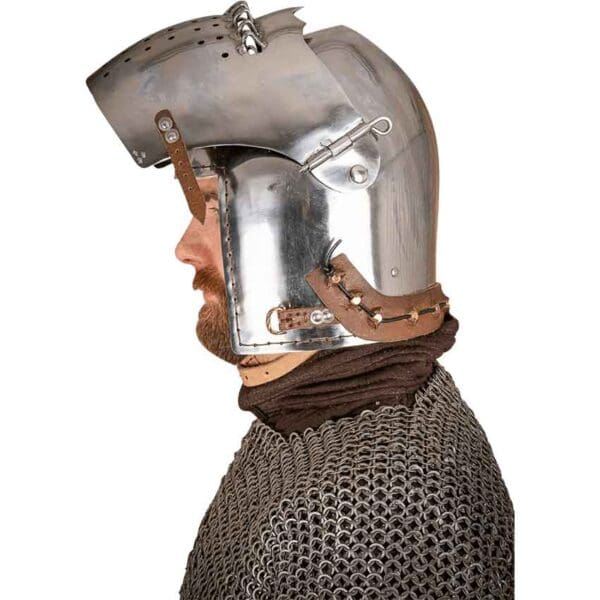 Medieval Bascinet Helmet with Visor - Polished