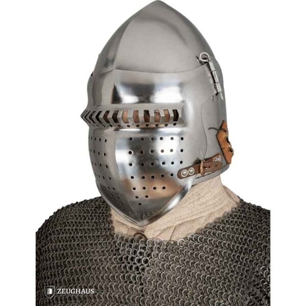 Knights Bascinet Helmet with Visor - Polished