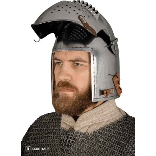 Knights Bascinet Helmet with Visor - Polished