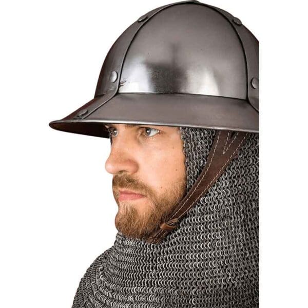 Medieval Kettle Hat Helmet - Polished