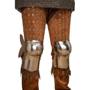 Steel and Suede Splinted Leg Armor - Brown