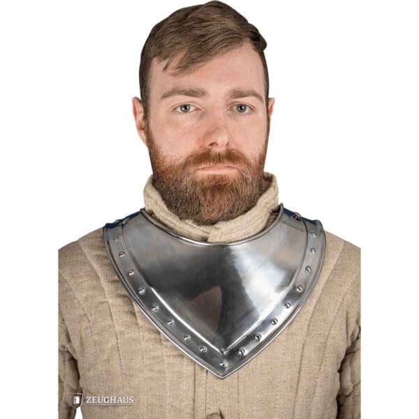 Knights Studded Steel Gorget - Polished