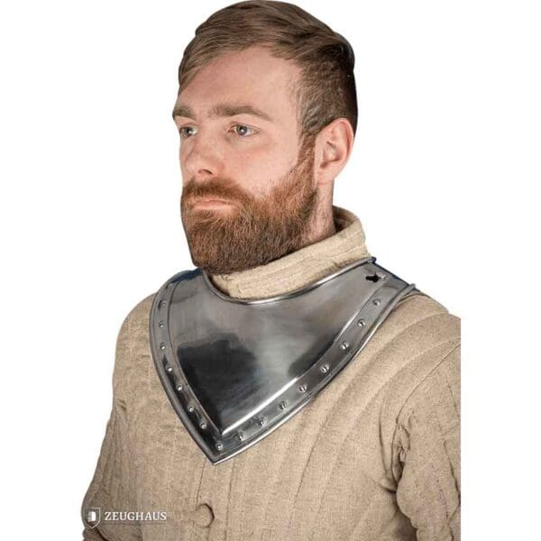 Knights Studded Steel Gorget - Polished