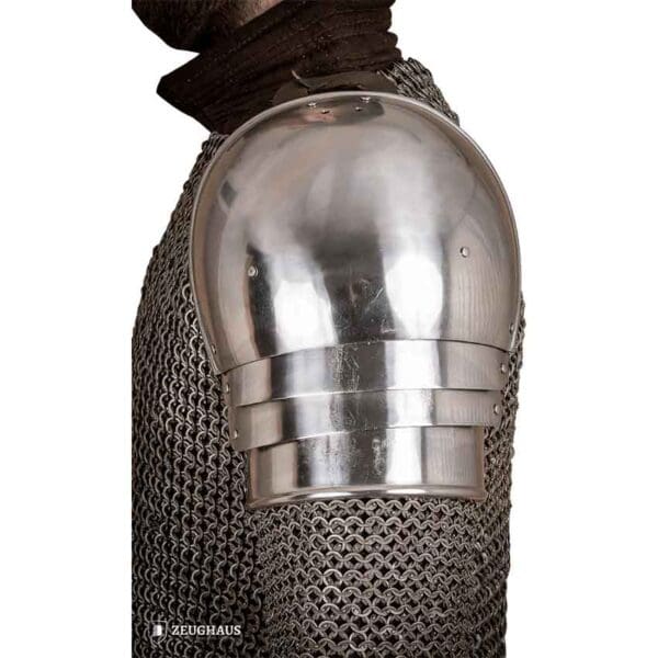 Knights 15th Century Steel Pauldrons - Polished