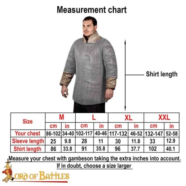 Butted Steel Chainmail Haubergeon - Zinc Polished