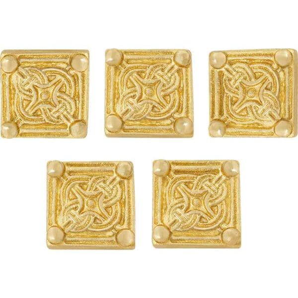 Brass Square Viking Belt Accents - Set of 5