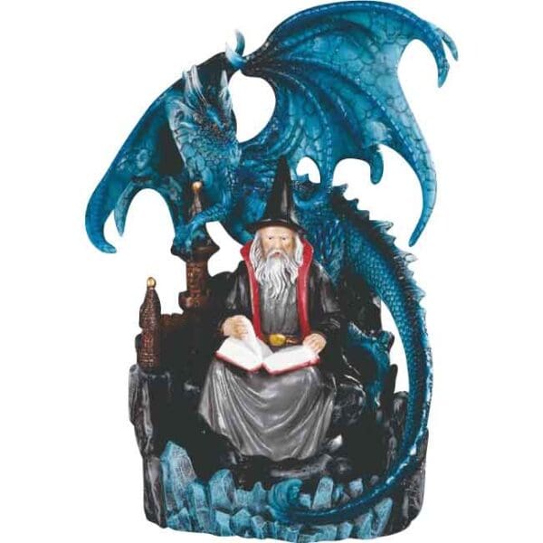 Reading Wizard and Dragon Statue