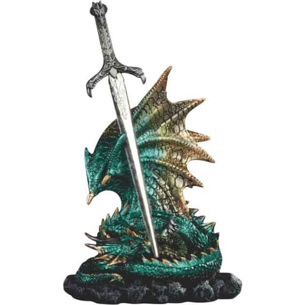 Tealfyre Dragon and Sword Letter Opener Statue