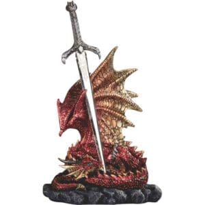 Firewing Dragon and Sword Letter Opener Statue