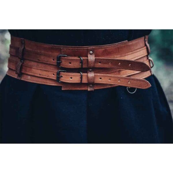 Sif Wide Viking Belt - Cognac