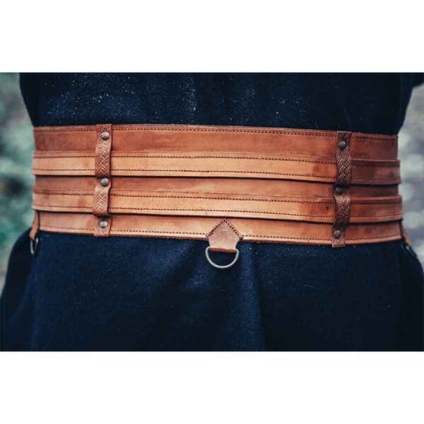 Sif Wide Viking Belt - Cognac