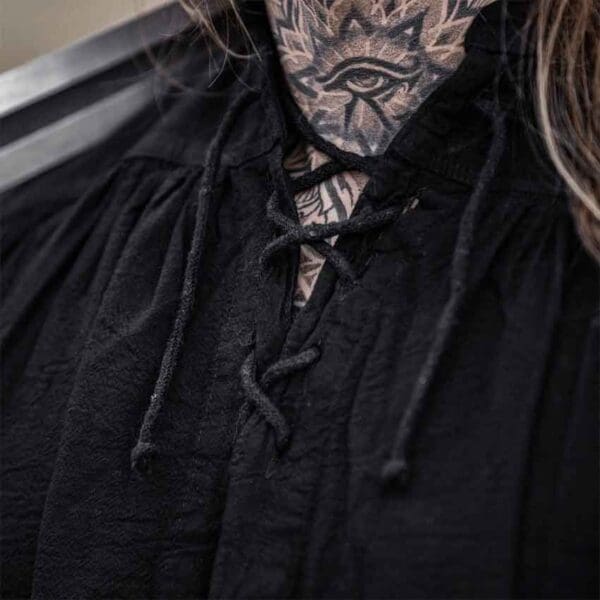 Friedrich Medieval Lace-Up Shirt - Black