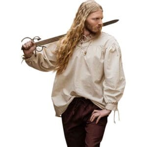 Lace-Up Long Sleeve Medieval Shirt - Natural