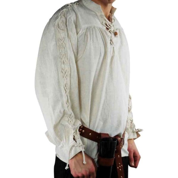 Lace-Up Long Sleeve Medieval Shirt - Natural