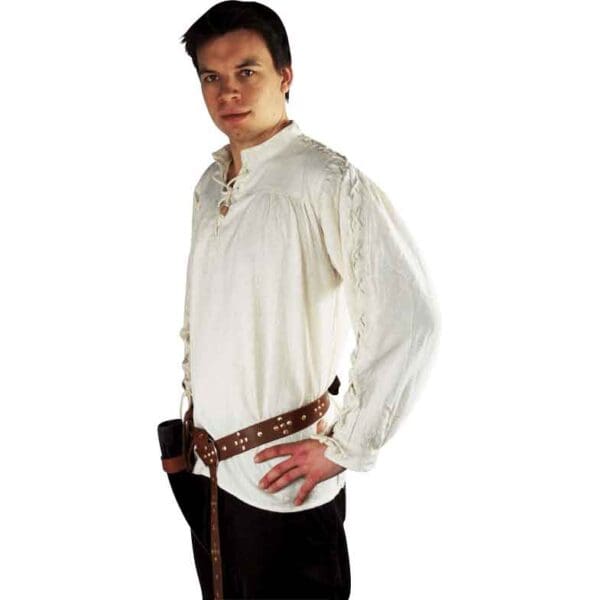 Lace-Up Long Sleeve Medieval Shirt - Natural